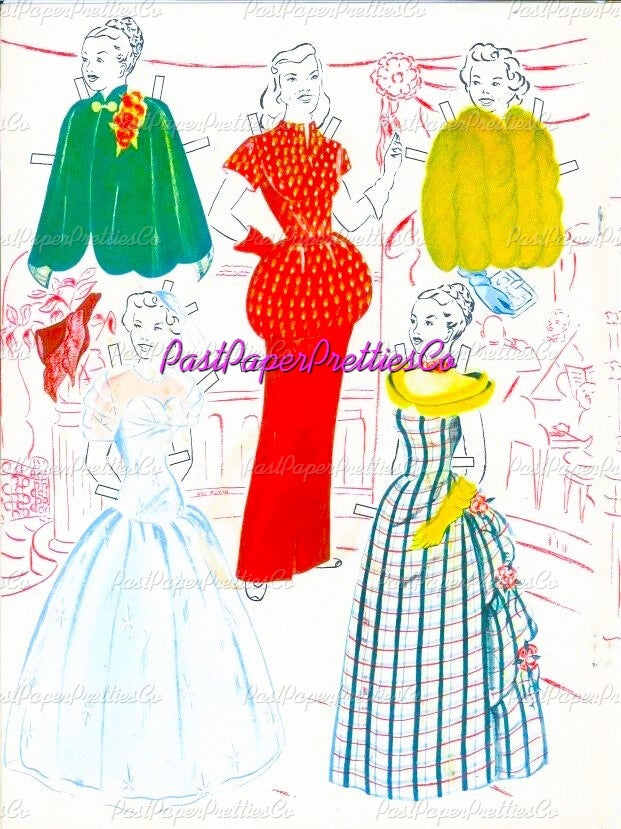 Vintage Paper Dolls TV Style Show 1949 Printable PDF Instant Digital Download Retro Television Fashion Models Starlets 5 Dolls Clip Art