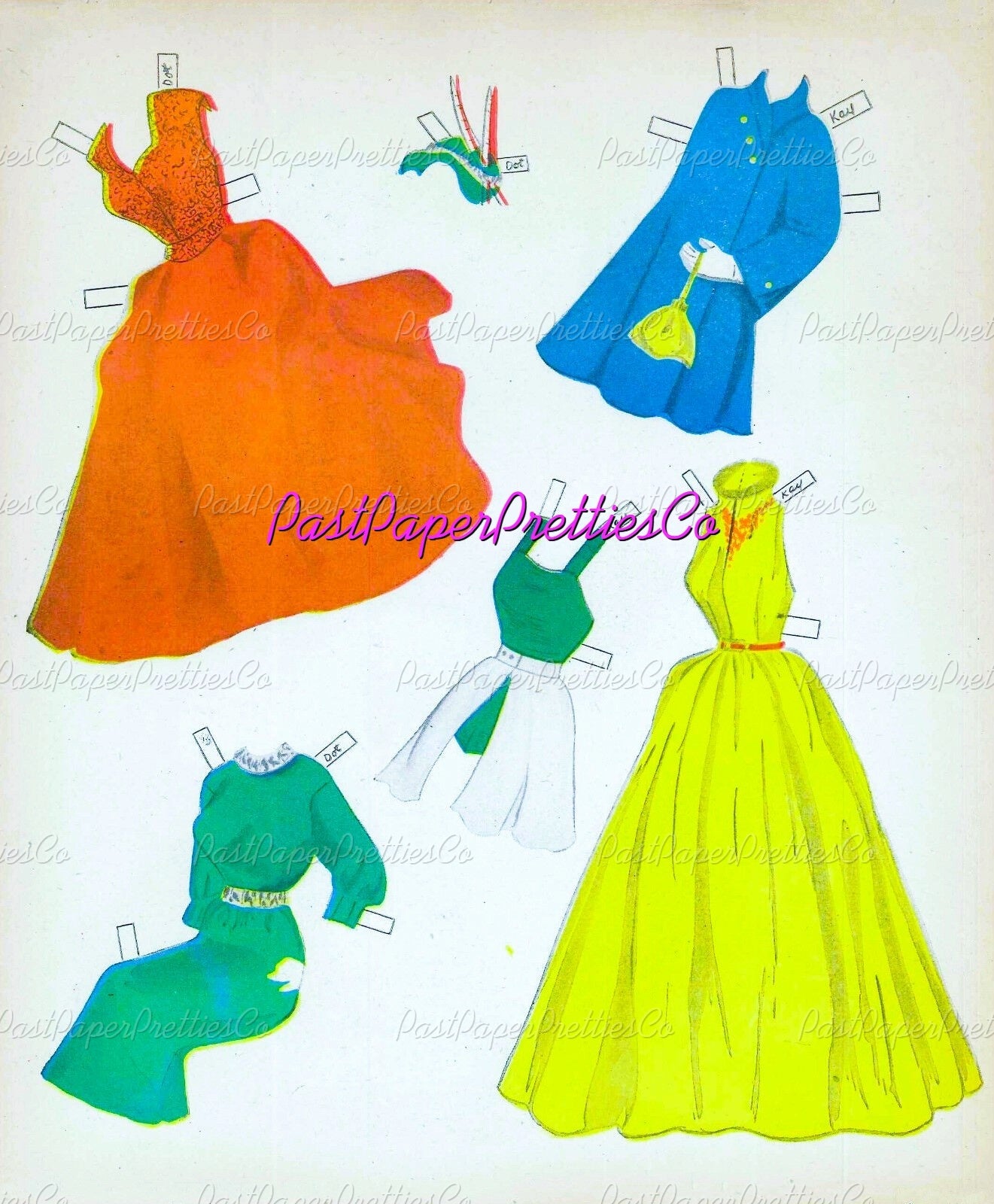 Vintage Paper Dolls TV Style Show 1949 Printable PDF Instant Digital Download Retro Television Fashion Models Starlets 5 Dolls Clip Art