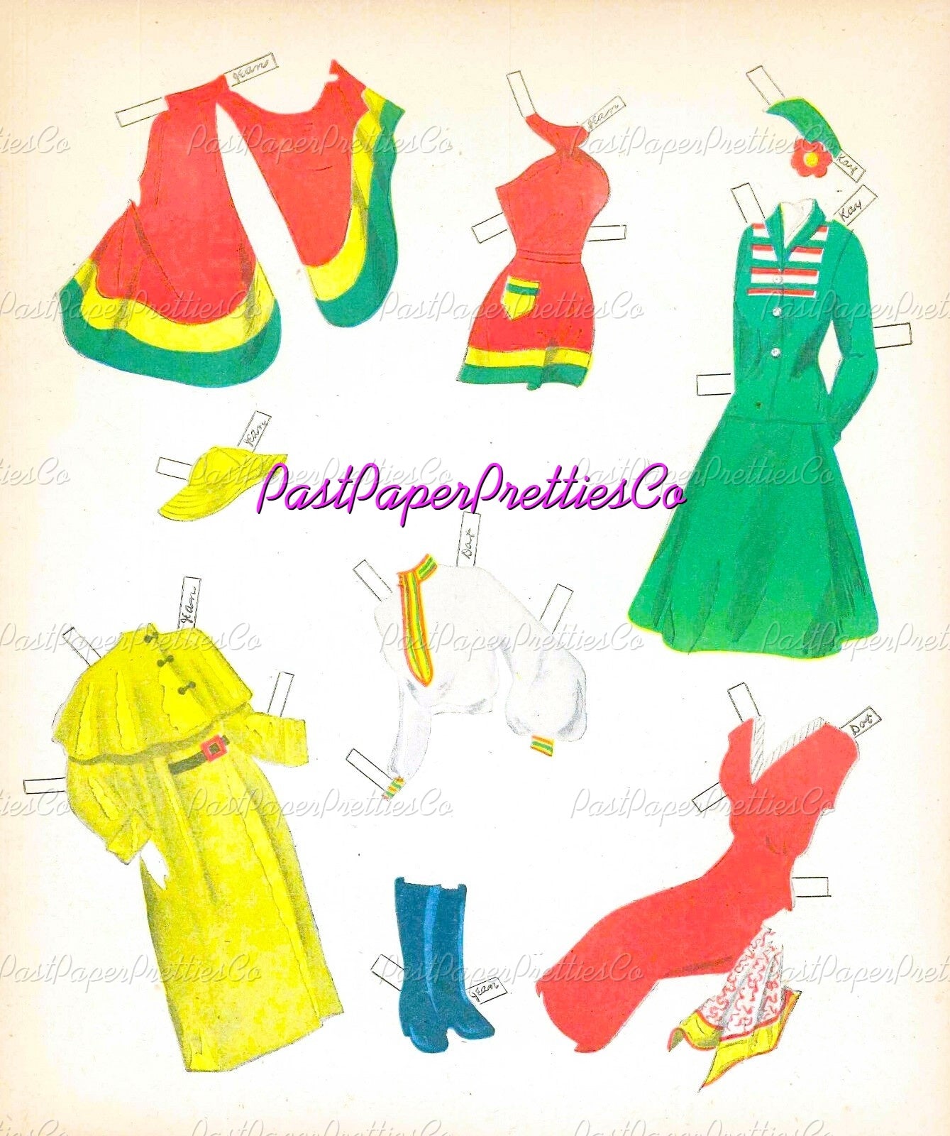 Vintage Paper Dolls TV Style Show 1949 Printable PDF Instant Digital Download Retro Television Fashion Models Starlets 5 Dolls Clip Art