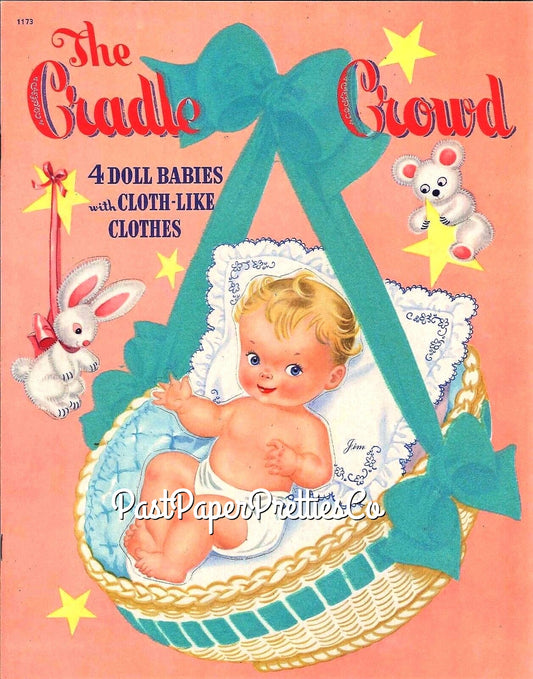 Vintage Paper Dolls The Cradle Crowd 1948 Printable PDF Instant Digital Download 4 Kitsch Cute Doll Babies Clip Art
