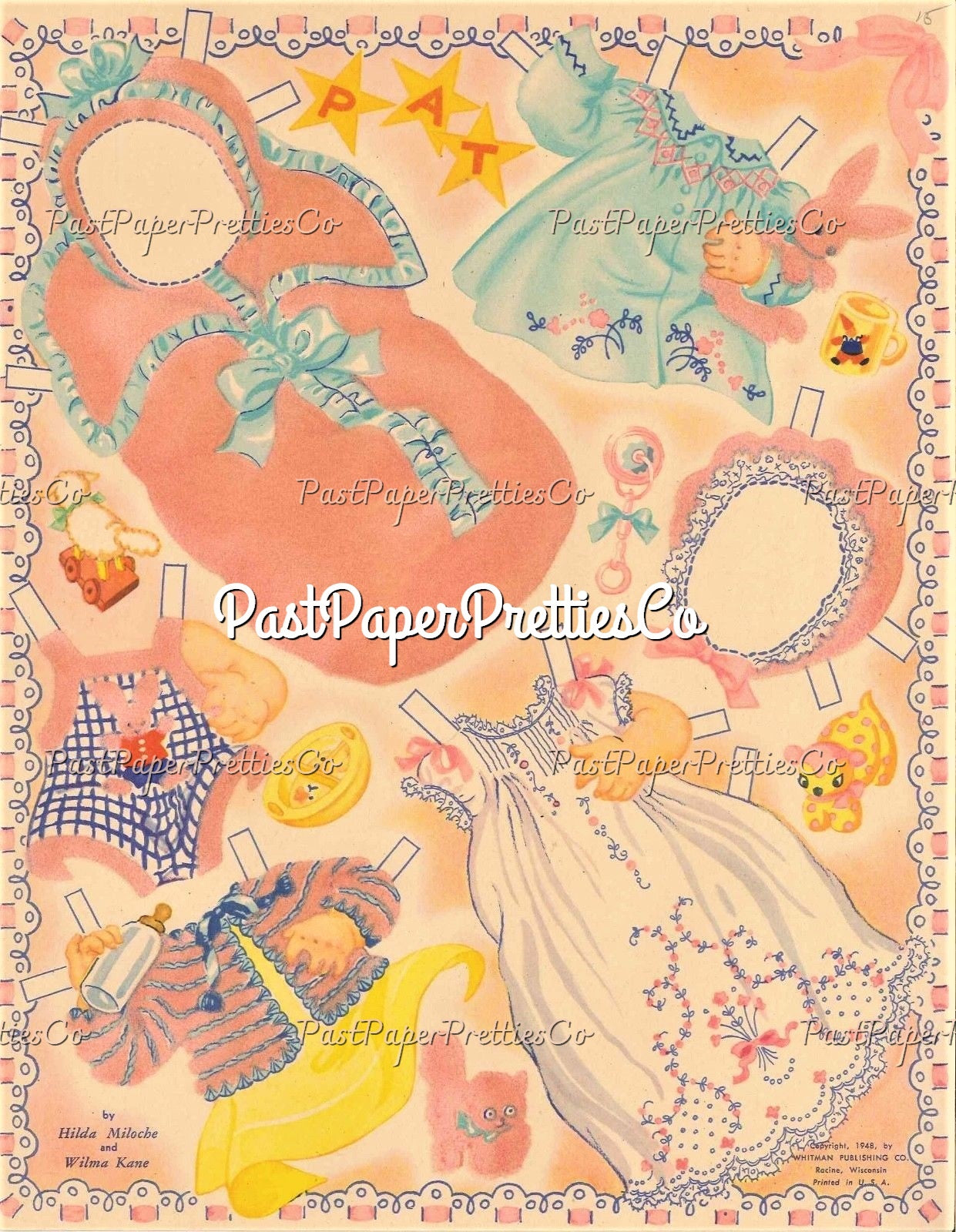 Vintage Paper Dolls The Cradle Crowd 1948 Printable PDF Instant Digital Download 4 Kitsch Cute Doll Babies Clip Art