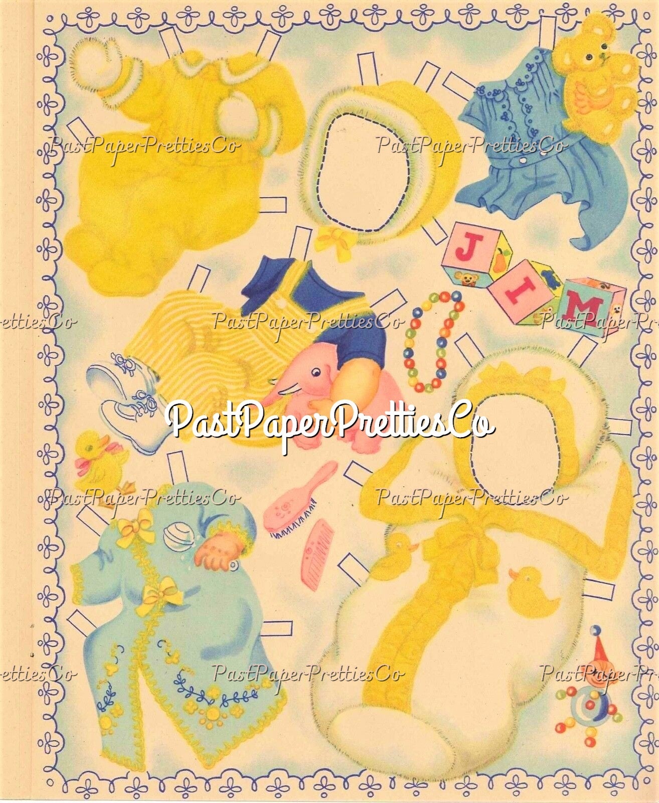 Vintage Paper Dolls The Cradle Crowd 1948 Printable PDF Instant Digital Download 4 Kitsch Cute Doll Babies Clip Art