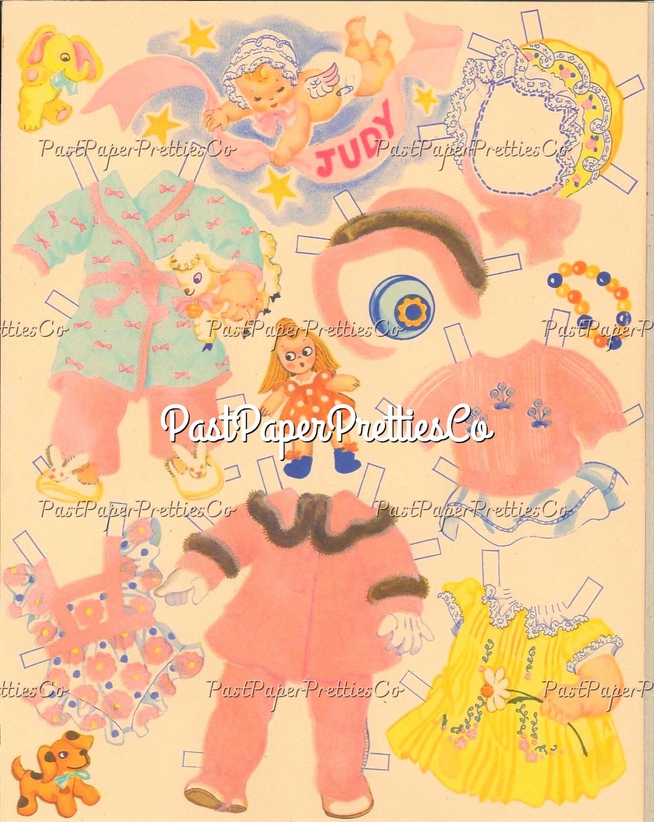 Vintage Paper Dolls The Cradle Crowd 1948 Printable PDF Instant Digital Download 4 Kitsch Cute Doll Babies Clip Art