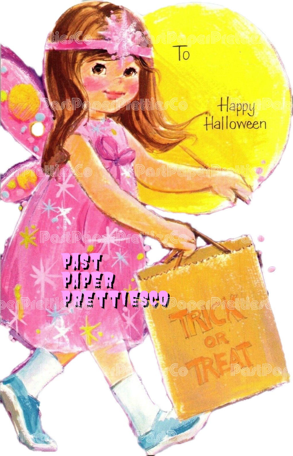 Vintage Printable Adorable Halloween Cards Little Girls Fairy Black Cat Witch Trick or Treaters Images PDF Instant Digital Download 300 dpi