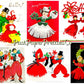 Vintage Christmas Yarn People Collage Sheets & Full Cards Printable PDF Instant Digital Kitsch Cute Yarny Holiday Couples Family 45 Images