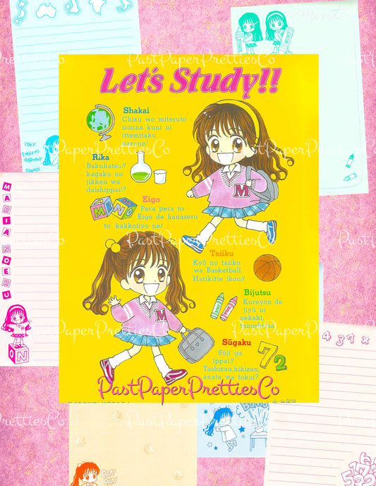 Vintage Cute Japanese Study Notebook Notepad Images Retro 70s Stationary PDF Instant Digital Download Kawaii Kitsch Japan Student Clipart