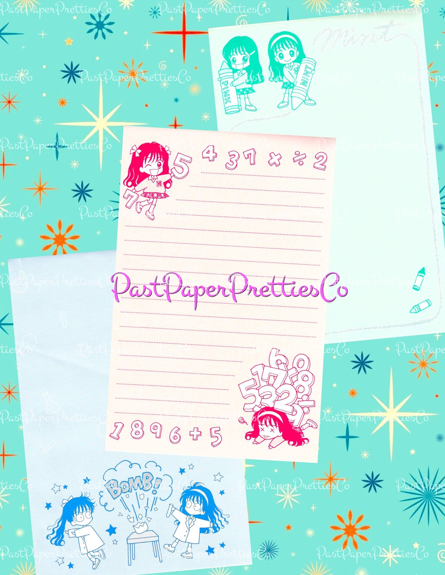 Vintage Cute Japanese Study Notebook Notepad Images Retro 70s Stationary PDF Instant Digital Download Kawaii Kitsch Japan Student Clipart