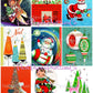 Vintage Christmas Printable MCM Outer Space Atomic Rocket Ship Card Collage Images PDF Instant Digital Download Retro Astronaut Santa Kids
