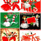 Vintage Christmas Yarn People Collage Sheets & Full Cards Printable PDF Instant Digital Kitsch Cute Yarny Holiday Couples Family 45 Images