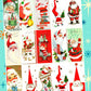 Vintage Retro Slim Santas Mod Tall Hats Christmas Card Images Collage & Full Cards Printable PDF Instant Digital Download MCM Kitsch Clipart