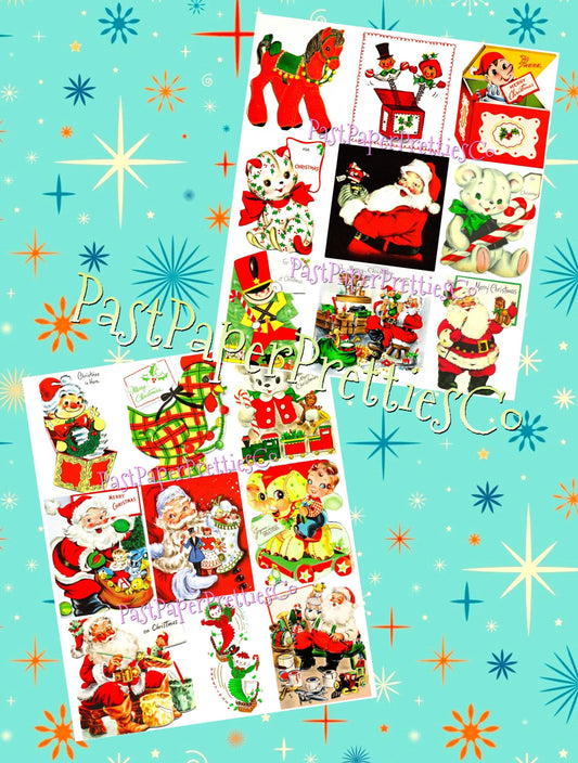 72 Vintage Printable Christmas Toys Collage Sheets Retro MCM Card Images PDF Instant Digital Download All Santas Workshop Toy Images Clipart