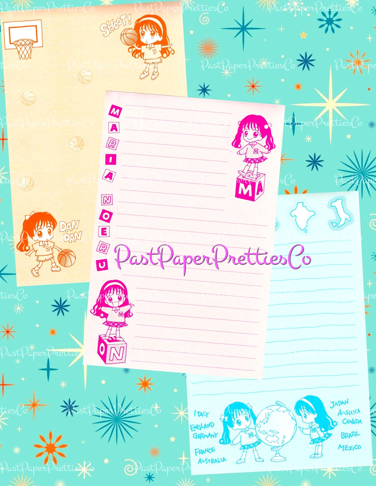 Vintage Cute Japanese Study Notebook Notepad Images Retro 70s Stationary PDF Instant Digital Download Kawaii Kitsch Japan Student Clipart