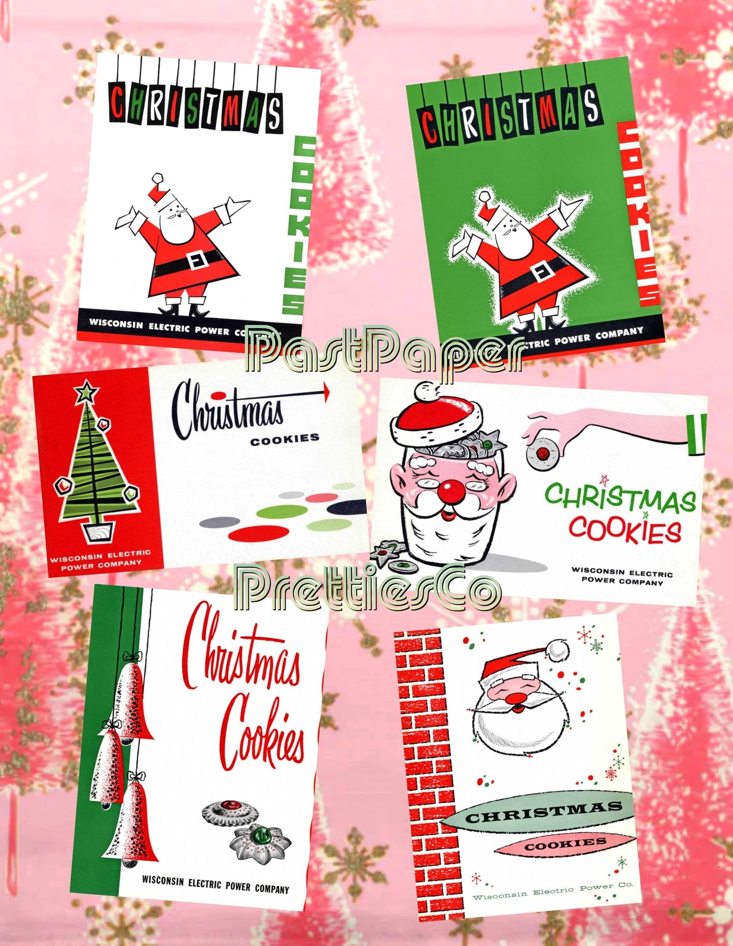 Vintage MCM Christmas Cookies Retro Holiday Recipes 6 Cookbook Books 1950s 1060s Printable PDF Instant Digital Download Desserts Clipart
