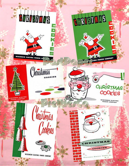 Vintage MCM Christmas Cookies Retro Holiday Recipes 6 Cookbook Books 1950s 1060s Printable PDF Instant Digital Download Desserts Clipart