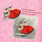 Vintage Printable Pretty Christmas Girl with Red Coat and Reindeer Card Image Retro 1950s Instant Digital Download Kitsch Holiday Clipart