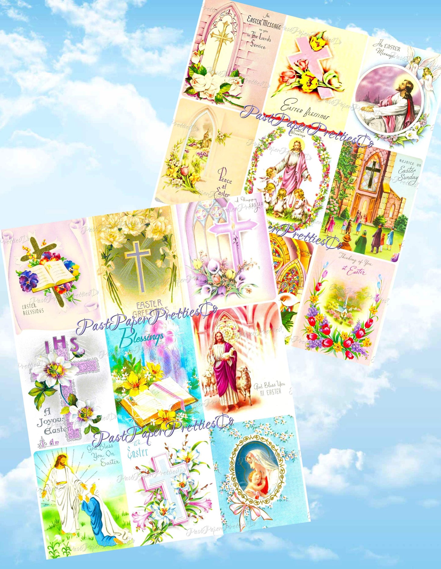 Vintage Printable Religious Easter Card Images PDF Instant Digital Download 18 Religious Jesus Christian Happy Easter Clip Art