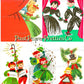 Vintage Christmas Yarn People Collage Sheets & Full Cards Printable PDF Instant Digital Kitsch Cute Yarny Holiday Couples Family 45 Images