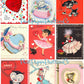 Vintage Happy Valentines Day Printable Valentine Greeting Card Collage Sheets PDF Instant Digital Download 54 Cute MCM Clipart Images