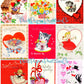 Vintage Happy Valentines Day Printable Valentine Greeting Card Collage Sheets PDF Instant Digital Download 54 Cute MCM Clipart Images