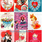 Vintage Happy Valentines Day Printable Valentine Greeting Card Collage Sheets PDF Instant Digital Download 54 Cute MCM Clipart Images
