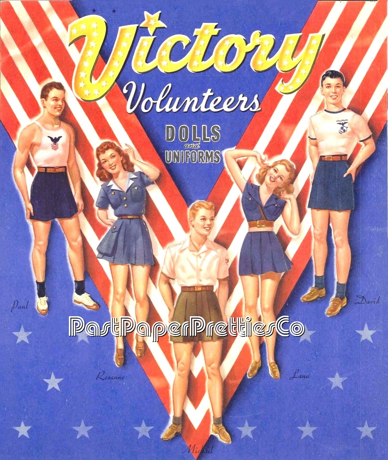 Vintage Paper Dolls Victory Volunteers WWII Military Guys n Gals Dolls 1942 Printable PDF Instant Digital Download Wartime Clip Art JPEG