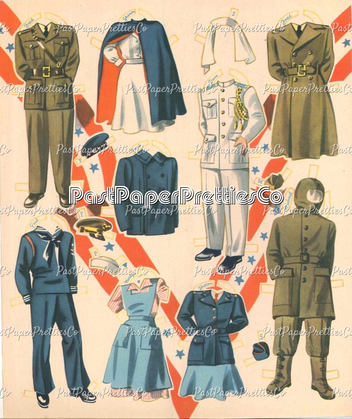 Vintage Paper Dolls Victory Volunteers WWII Military Guys n Gals Dolls 1942 Printable PDF Instant Digital Download Wartime Clip Art JPEG