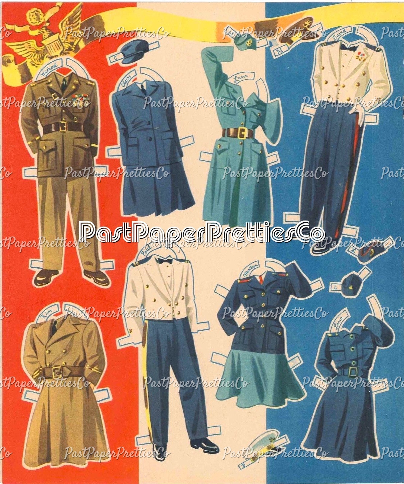 Vintage Paper Dolls Victory Volunteers WWII Military Guys n Gals Dolls 1942 Printable PDF Instant Digital Download Wartime Clip Art JPEG
