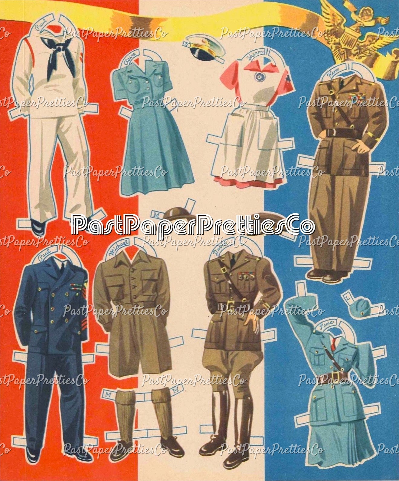 Vintage Paper Dolls Victory Volunteers WWII Military Guys n Gals Dolls 1942 Printable PDF Instant Digital Download Wartime Clip Art JPEG