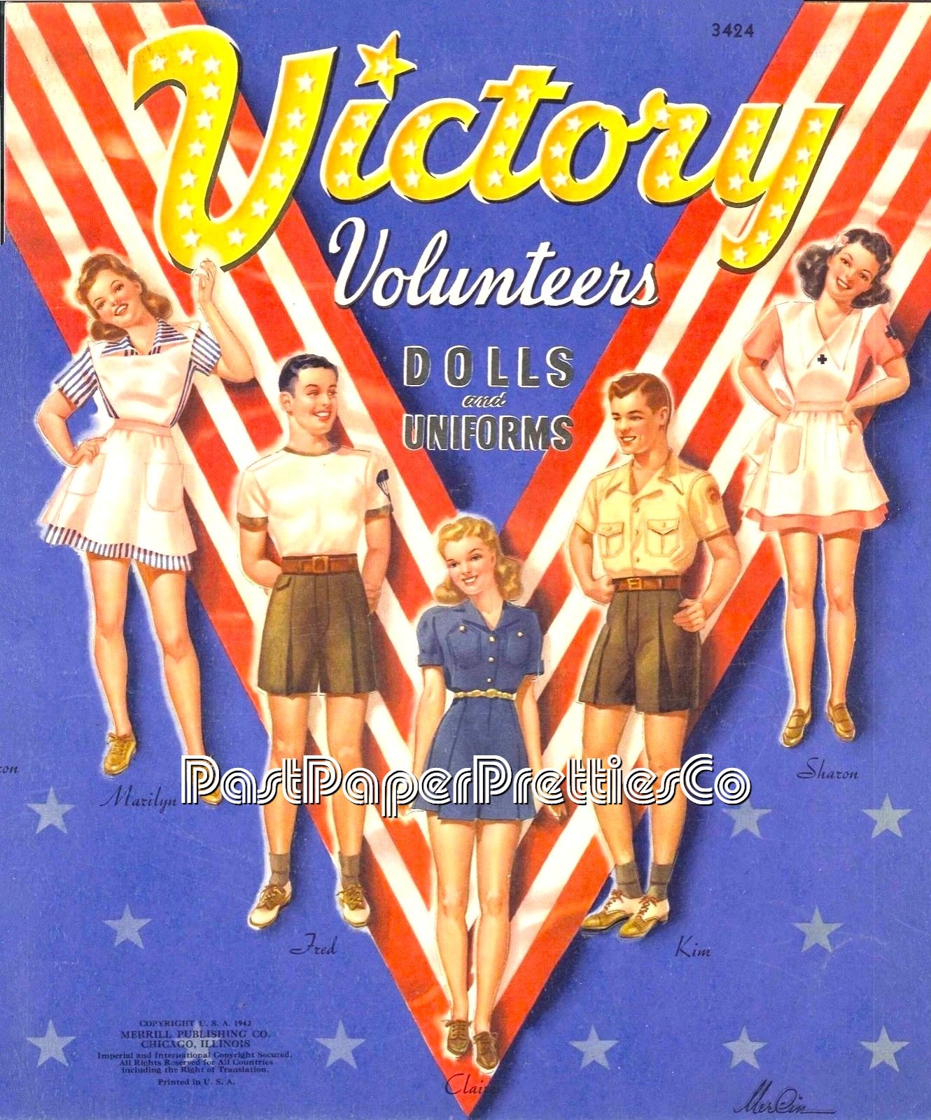 Vintage Paper Dolls Victory Volunteers WWII Military Guys n Gals Dolls 1942 Printable PDF Instant Digital Download Wartime Clip Art JPEG