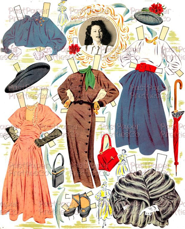 Vintage Paper Dolls Ava Gardner Movie Star 1940s Printable PDF Instant Digital Download Hollywood Actress Starlet Doll Clip Art
