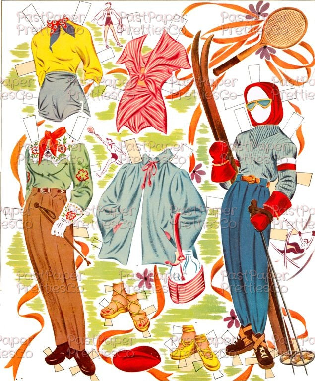 Vintage Paper Dolls Ava Gardner Movie Star 1940s Printable PDF Instant Digital Download Hollywood Actress Starlet Doll Clip Art