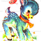Vintage Printable Blue Fawn Baby Deer Butterfly Nursery Decal Image Instant Digital Download Cute Animal Clipart