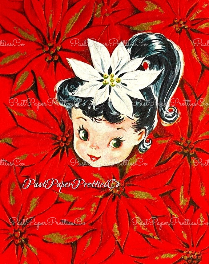 Vintage Christmas Girls Faces Portraits Collage Sheets & Full Card Images Printable PDF Instant Digital Download 54 Designs