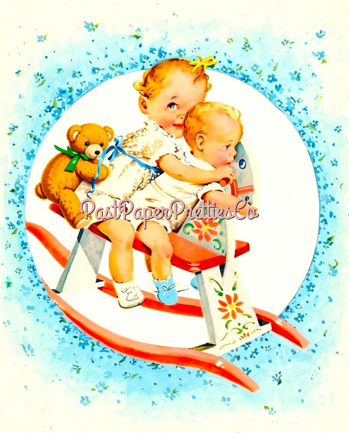 Vintage Paper Dolls Baby Brother and Sister Cute Twin Babies 1958 Printable PDF Instant Digital Download Retro MCM Infant Siblings Clip Art