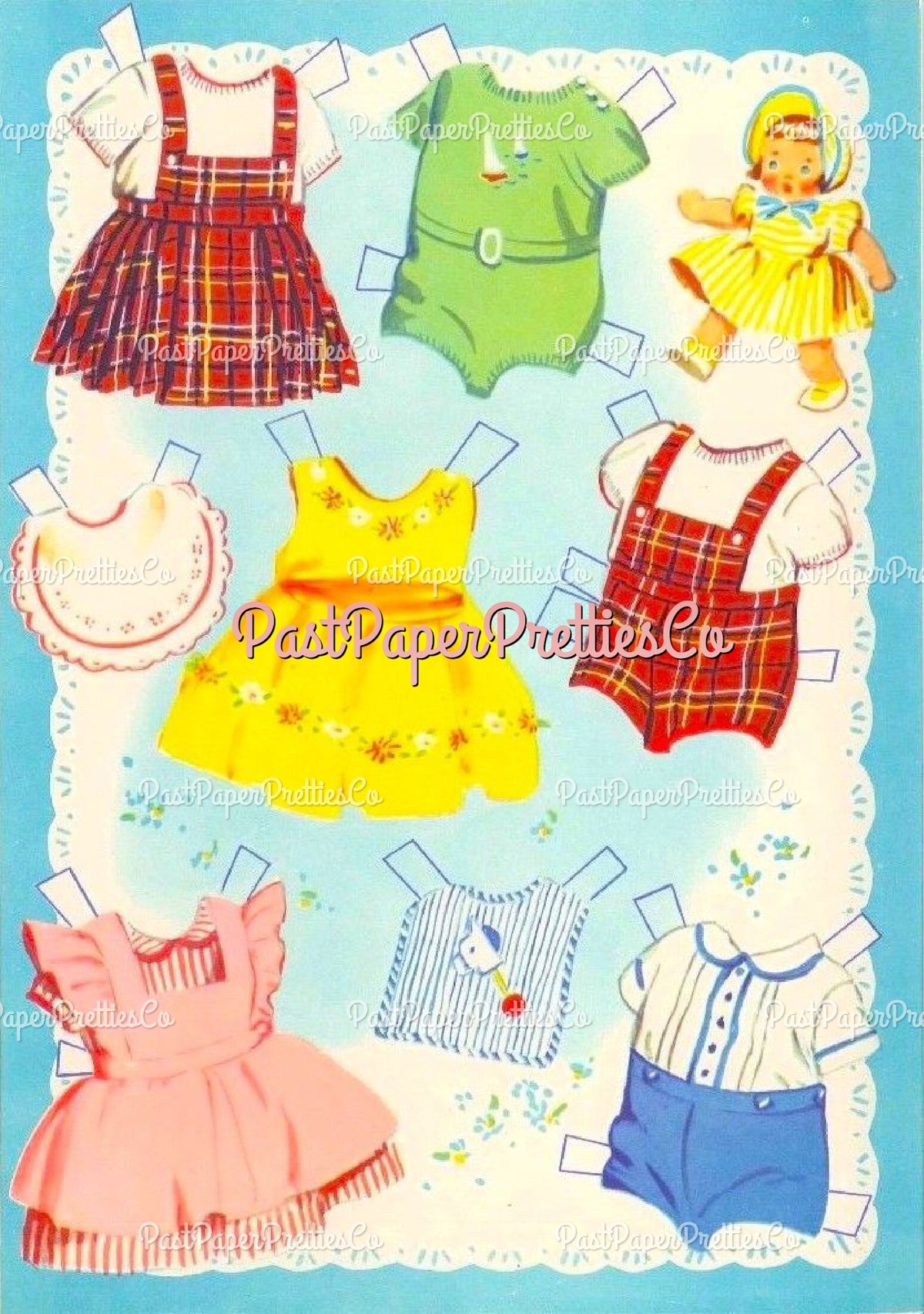 Vintage Paper Dolls Baby Brother and Sister Cute Twin Babies 1958 Printable PDF Instant Digital Download Retro MCM Infant Siblings Clip Art