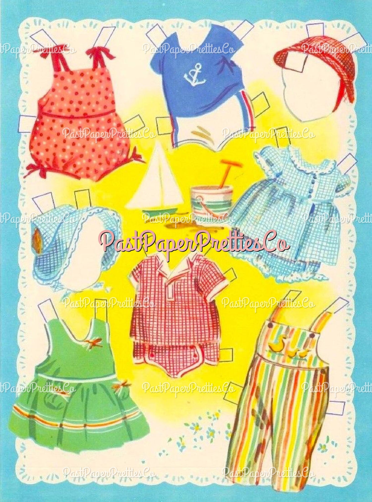 Vintage Paper Dolls Baby Brother and Sister Cute Twin Babies 1958 Printable PDF Instant Digital Download Retro MCM Infant Siblings Clip Art
