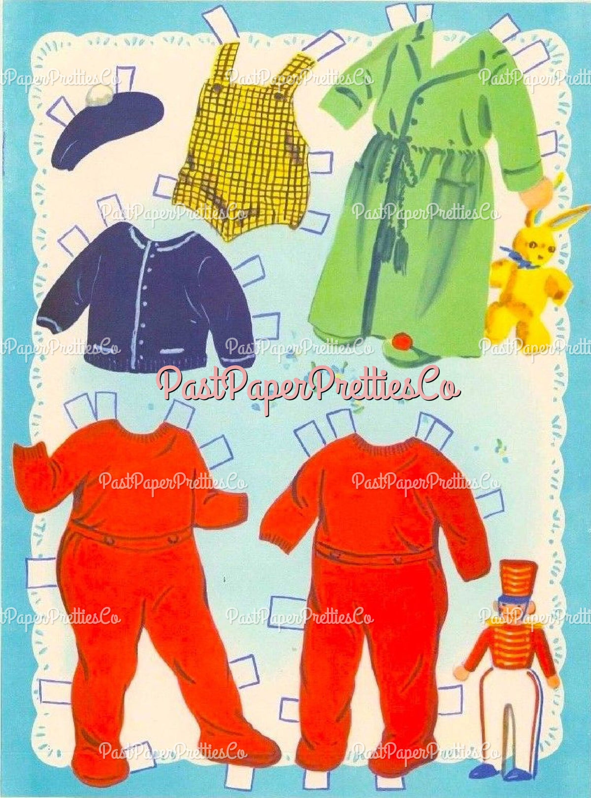 Vintage Paper Dolls Baby Brother and Sister Cute Twin Babies 1958 Printable PDF Instant Digital Download Retro MCM Infant Siblings Clip Art