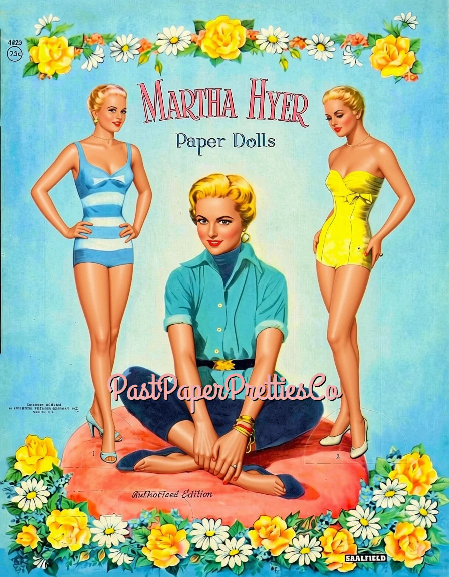 Vintage Paper Dolls Martha Hyer MCM Movie Star 1958 Printable PDF Instant Digital Download Hollywood Actress Starlet Doll Clip Art