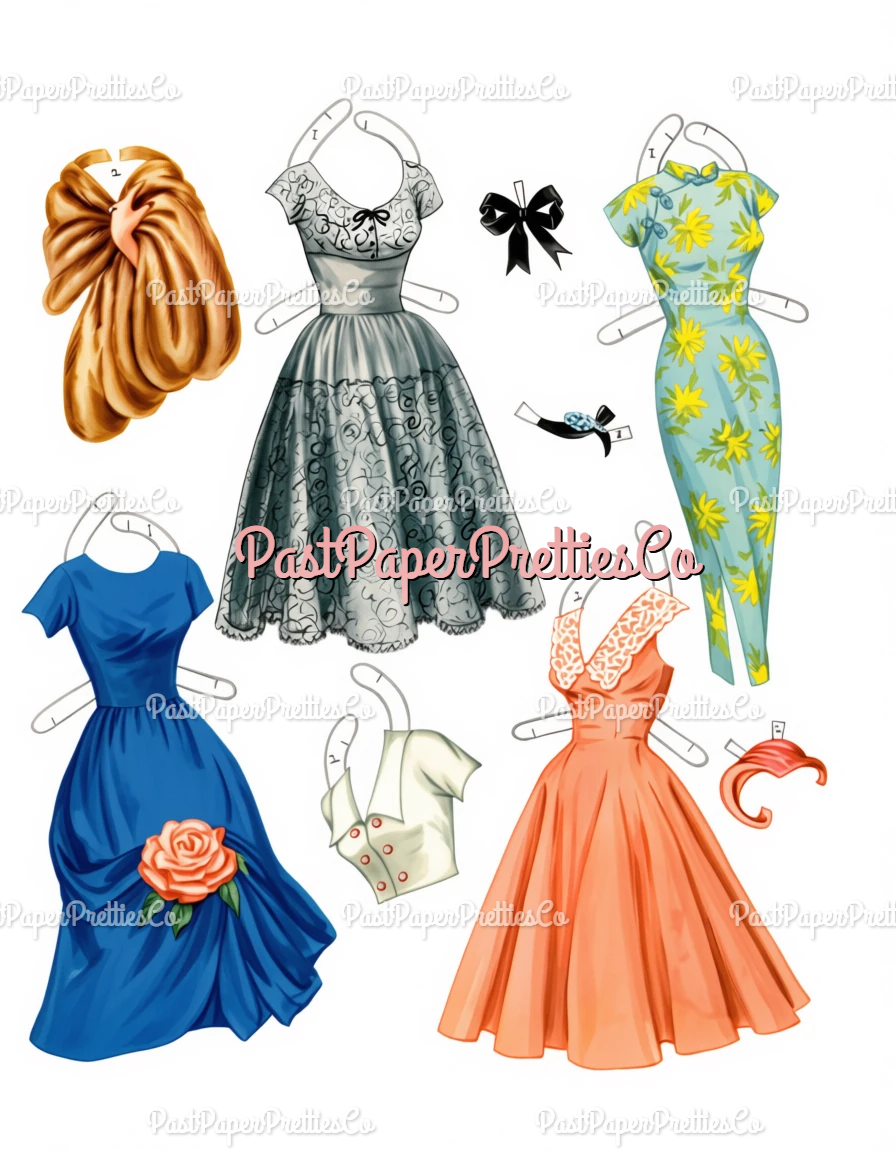 Vintage Paper Dolls Martha Hyer MCM Movie Star 1958 Printable PDF Instant Digital Download Hollywood Actress Starlet Doll Clip Art