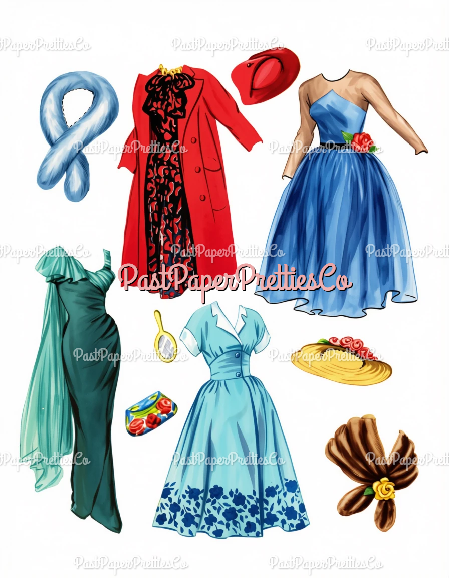 Vintage Paper Dolls Martha Hyer MCM Movie Star 1958 Printable PDF Instant Digital Download Hollywood Actress Starlet Doll Clip Art