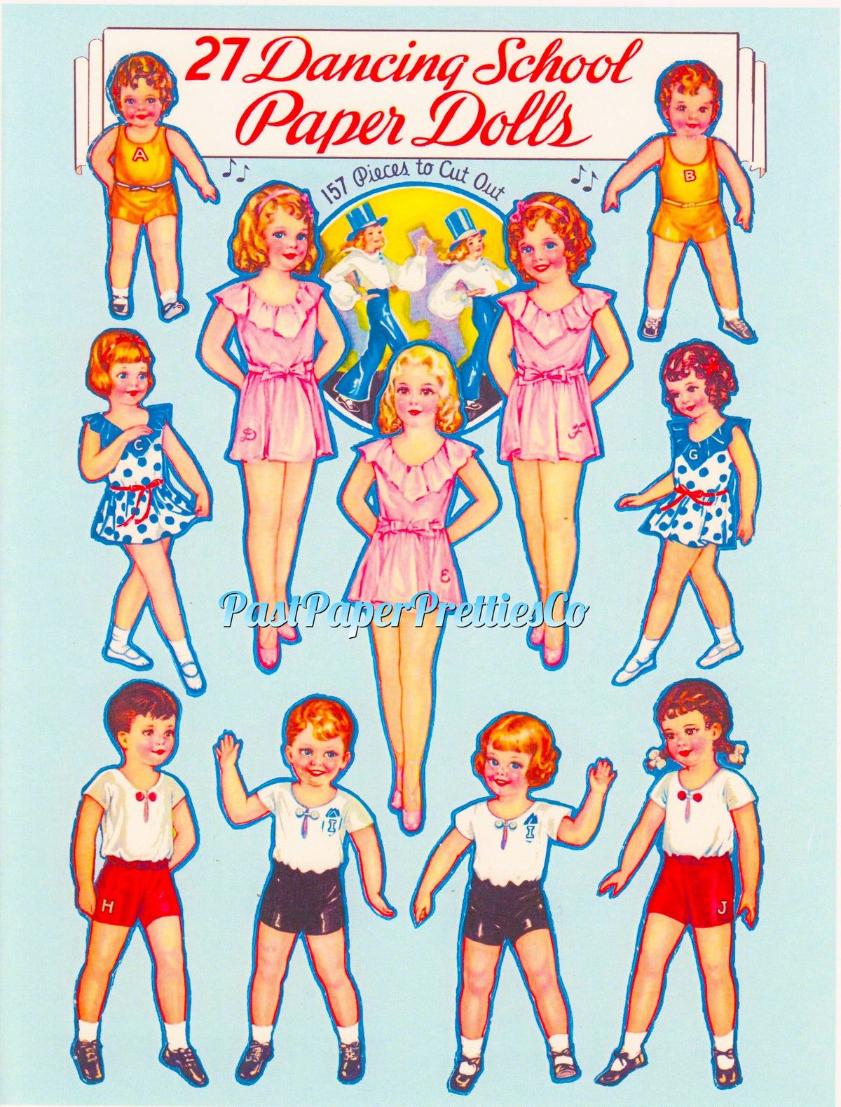 Vintage 27 Dancing School Paper Dolls 1938 PDF Printable Instant Digital Download  Adorable Kitsch Children Clipart