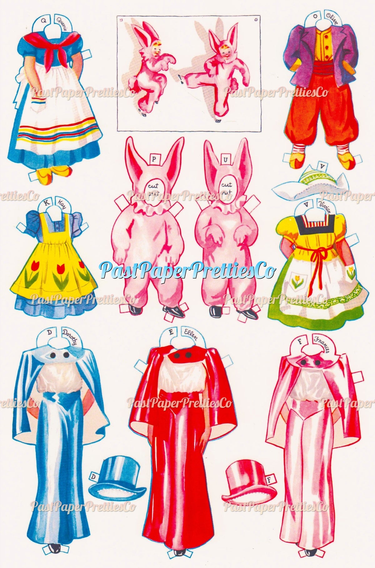Vintage 27 Dancing School Paper Dolls 1938 PDF Printable Instant Digital Download  Adorable Kitsch Children Clipart