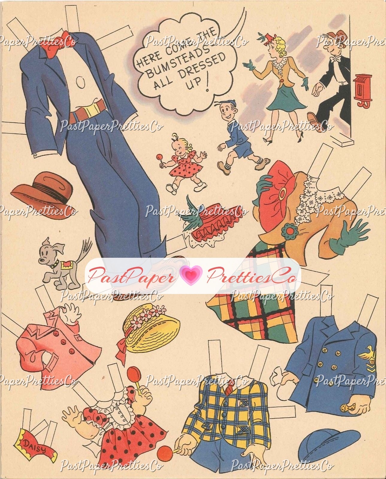 Vintage Paper Dolls Blondie Cut-Out Book 1944 Printable PDF Instant Digital Download Dagwood Bumstead Comic Strip Family Fun Clip Art  981
