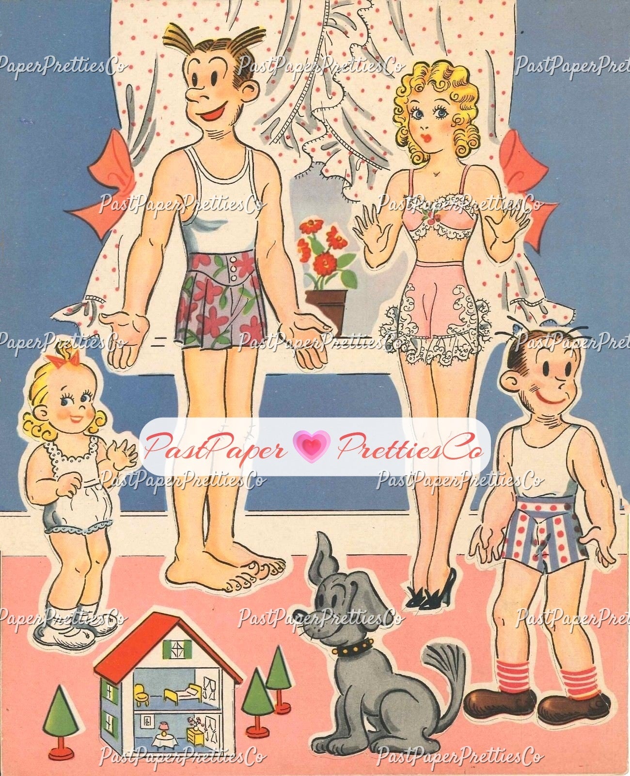 Vintage Paper Dolls Blondie Cut-Out Book 1944 Printable PDF Instant Digital Download Dagwood Bumstead Comic Strip Family Fun Clip Art  981