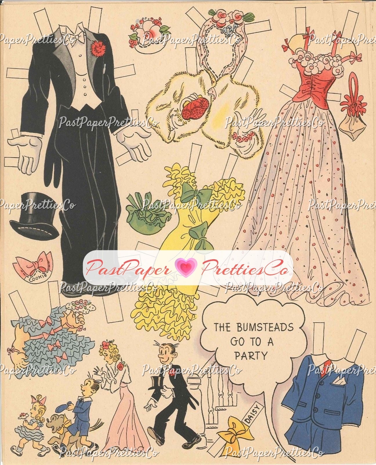 Vintage Paper Dolls Blondie Cut-Out Book 1944 Printable PDF Instant Digital Download Dagwood Bumstead Comic Strip Family Fun Clip Art  981