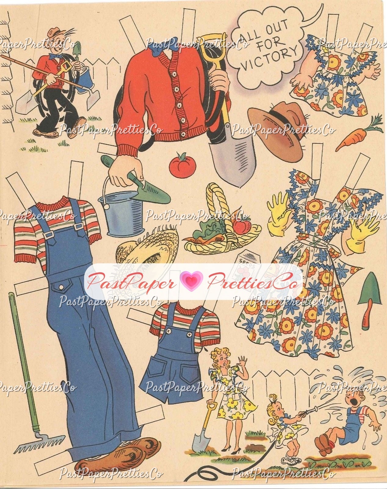 Vintage Paper Dolls Blondie Cut-Out Book 1944 Printable PDF Instant Digital Download Dagwood Bumstead Comic Strip Family Fun Clip Art  981