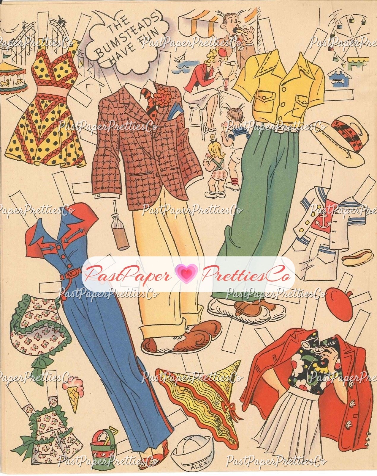 Vintage Paper Dolls Blondie Cut-Out Book 1944 Printable PDF Instant Digital Download Dagwood Bumstead Comic Strip Family Fun Clip Art  981
