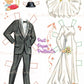Vintage Paper Dolls Bride and Groom 1960s Printable PDF Instant Digital Download 2 Wedding Dolls and Clothes Clip Art