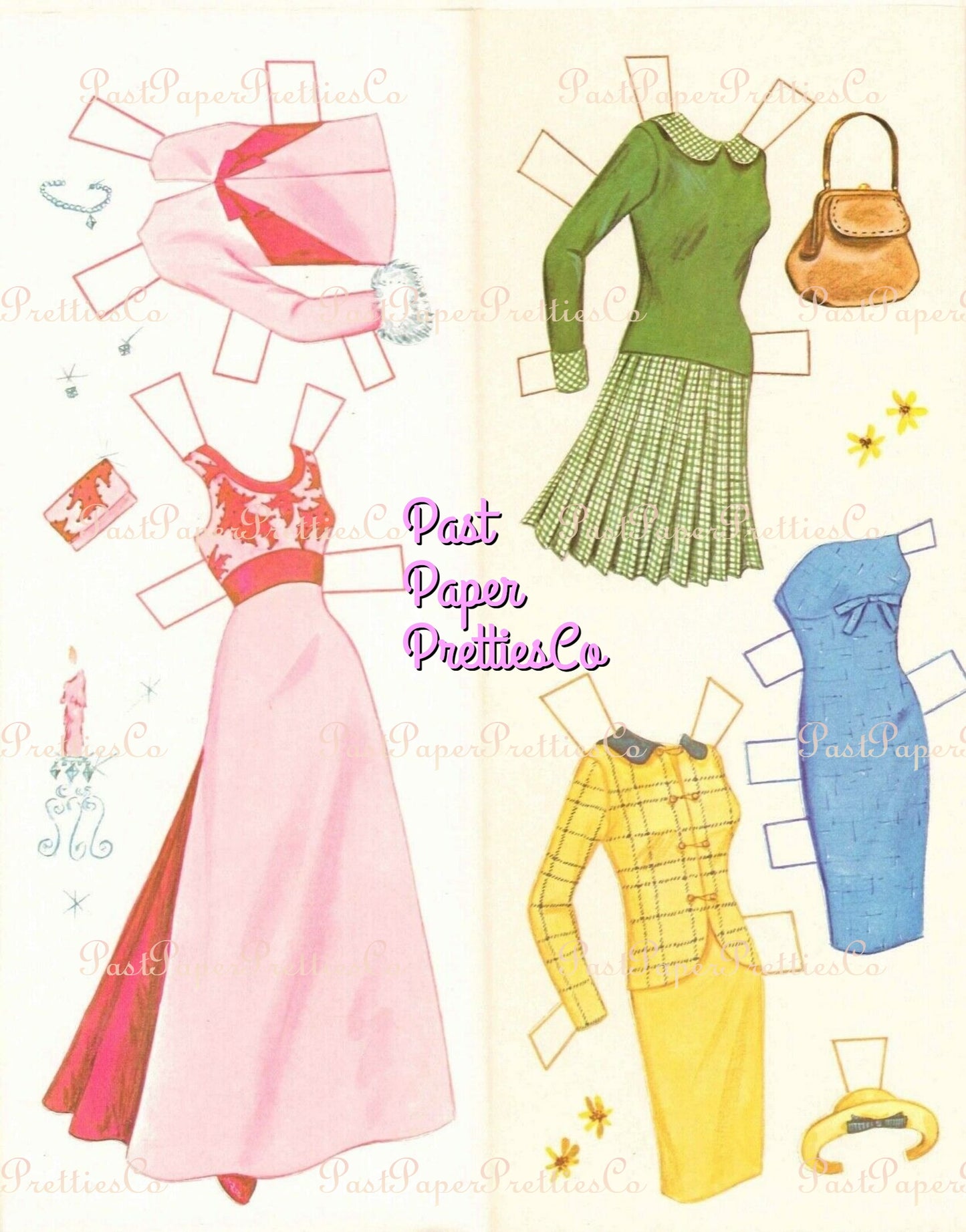 Vintage Paper Dolls Bride and Groom 1960s Printable PDF Instant Digital Download 2 Wedding Dolls and Clothes Clip Art