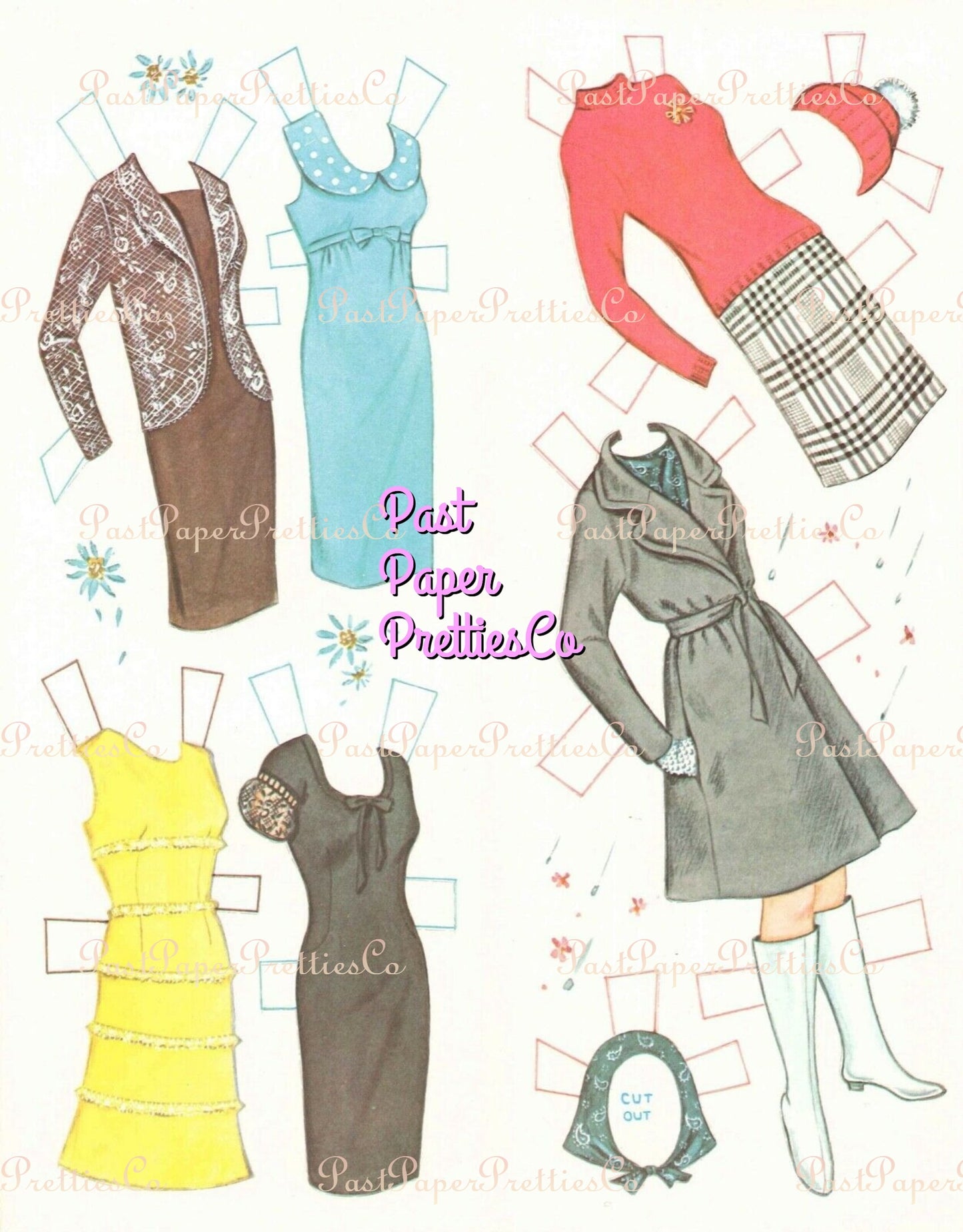 Vintage Paper Dolls Bride and Groom 1960s Printable PDF Instant Digital Download 2 Wedding Dolls and Clothes Clip Art